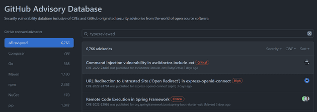 GitHub Advisory Database